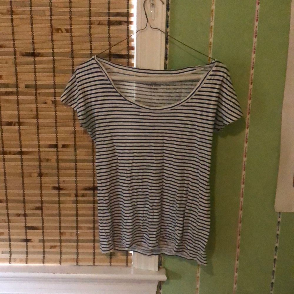 Navy blue and white stripe T-shirt